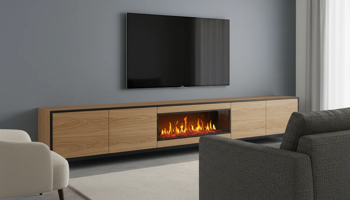 Meuble TV avec cheminée décorative : guide d'achat, prix et aménagement
